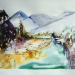 “Above and Below Tekapo“,
watercolour,
Paper: Moulin du Gue,
550mm x 450mm
